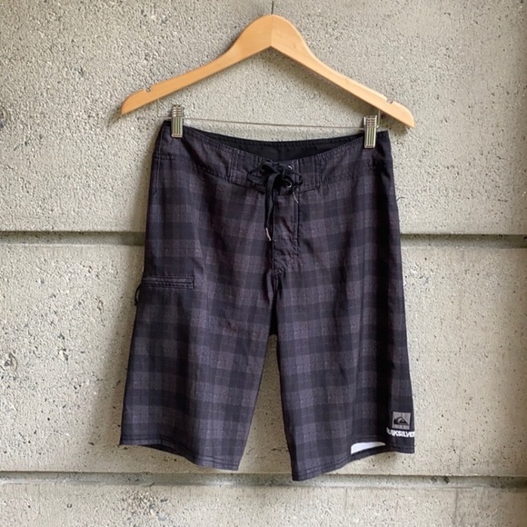 Quiksilver Neo Fly Boardshorts Black Plaid - Picture 1 of 12